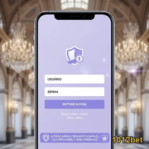 Tela de login do aplicativo cassino 1012bet em smartphone.