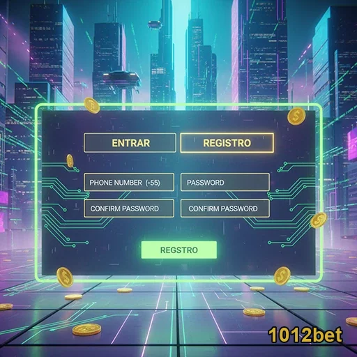 Tela de registro do aplicativo 1012bet com moedas digitais.