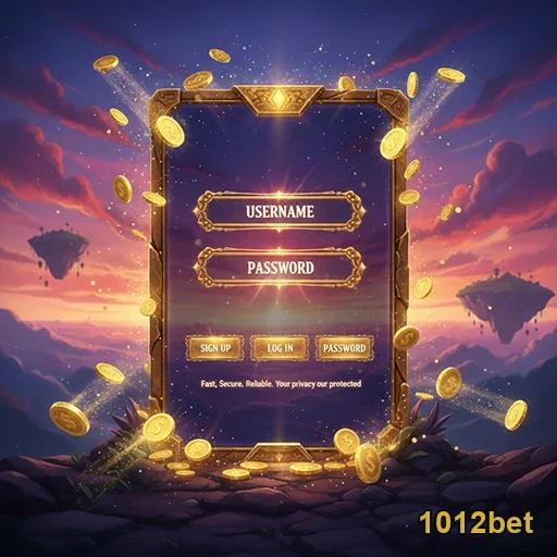 Tela de login da 1012bet com moedas e gráficos atraentes.