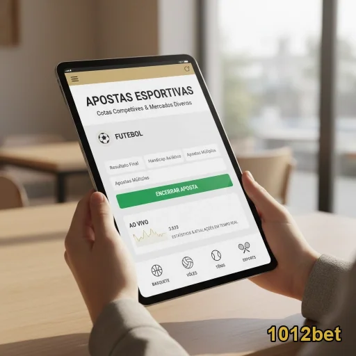 Usuário acessando serviços VIP da 1012bet em tablet.