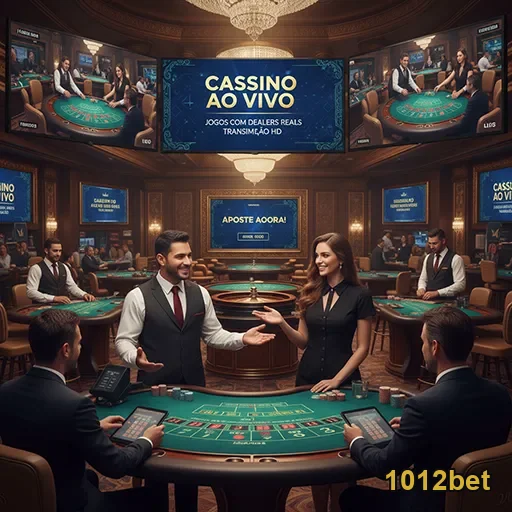 Jogadores interagindo em mesas de cassino ao vivo na 1012bet.