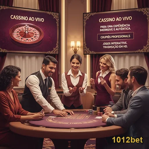 Jogadores interagem em cassino ao vivo da 1012bet com crupiês profissionais.